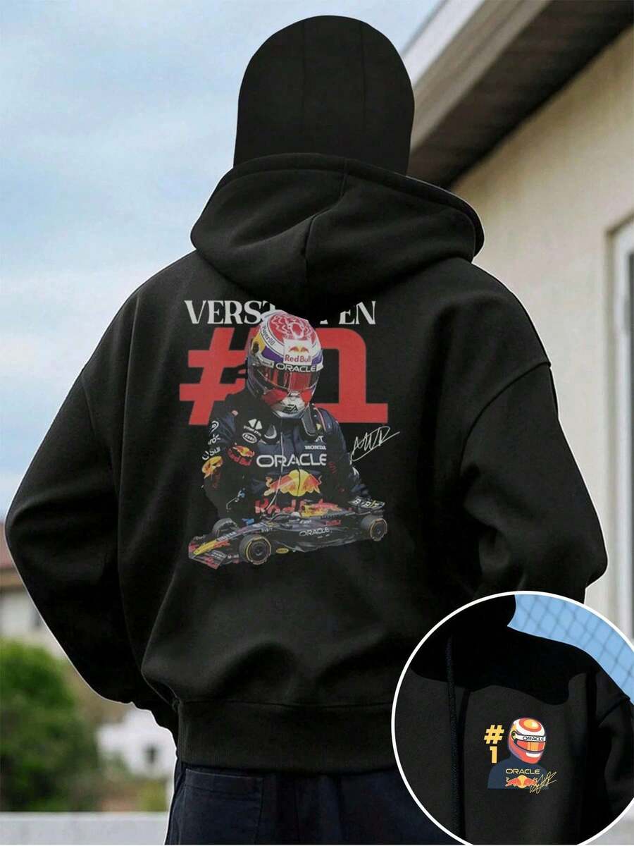 Verstappen Racing Hoodie Breathable Double Sided Printed Fabric Lightweight Relaxed Fit Streetwear  Durable Basic - màu đen - Xem 1