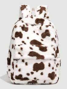 Grand sac à dos en peluche pour étudiants, sac à dos scolaire à imprimé vache mignon en patchwork de couleurs contrastées, convient pour les voyages, les achats, les sorties, les cadeaux pour femmes, adapté aux adolescentes, aux étudiantes, aux débutants et aux cadres. Convient pour le bureau, l'académie, le travail, les affaires, les déplacements, les activités extérieures, les voyages, les sorties.