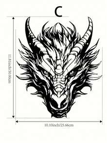 11.81 英寸铁龙头壁雕，金属龙壁饰，适合客厅、办公室、农舍、露台和阳台的室内外装饰 - 理想的乔迁或节日礼物 - 黑色C - 查看 2