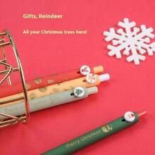 Set de 4 piezas/Estilo aleatorio/1 pieza Edición Limitada de Navidad Bolígrafo de gel con botón de presión Kawaii 0.5mm Bolígrafos de tinta negra para estudiantes y regalos de papelería