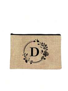 1pc/2pcs Set, Initial Canvas Tote Bag With Makeup Pouch, Personalized Gift Bag Suitable For Wedding, Birthday, Beach, Vacation, Backpack And More, Great Gift For Women, Moms, Teachers, Friends, Bridesmaids, Students, Large Capacity Tote - Khaki - View 79