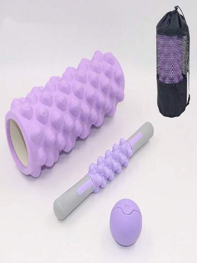 مجموعة أسطوانة الرغوة والكرة الفاشية 3 في 1، أسطوانة تدليك مجوفة، عصا أسطوانة عضلية، كرة التهاب الأوتار الأرضية، للظهر والساقين والذراعين والأرداف، خيار مثالي لليوغا والبيلاتس وتمارين الإطالة، معدات اللياقة البدنية، مدلك عضلات كبير، مدلك الساق