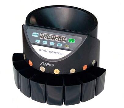 Avpos contador/clasificador de monedas  ccm6 - monedas desde 1 centimo hasta 2 euros - color negro