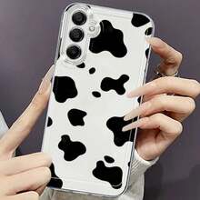 Funda de Teléfono con Patrón de Vaca Linda para Samsung Galaxy A02 A03S A04 A05S A06 A13 A14 A15 A16 5G A21S A22 A23 A24 A25 A32 A34 A35 A50 A52 A53 A54 A55 A73 S21 Ultra S22 Plus S23+ S24 FE S25 Funda Protectora Transparente de TPU Creativa de Dibujos Animados Antigolpes - Colores mixtos - Ver 5