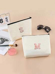 1 件 A-Z 字母 DIY 空白手提包、旅行洗漱包、绘画帆布包、帆布化妆包、绘画包、儿童包、工作、学校、旅行铅笔盒、实用 - 米色 - 查看 10