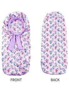 1件装女童草莓独角兽睡帽，长款缎面材质，带松紧带，适合编发和卷发 - 彩色 - 查看 8