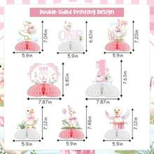 DJollyboom One Silly Goose Birthday Decorations Girl 8pcs Goose Theme 1st Birthday Honeycomb Centerpiece Pink Table Decorations For Farm Animal Theme Goose One Year Old Birthday Party Plies - 如圖 - 查看 5