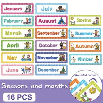 英语教室装饰角幼儿园创作海报教室季节闪卡