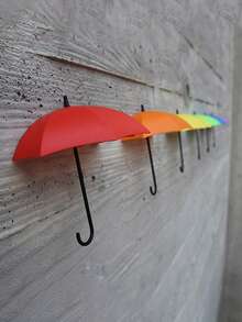 3/6/9件装彩色雨伞壁挂式钥匙收纳架，可存放钥匙、珠宝和其他小物件 - 彩色 - 查看 9