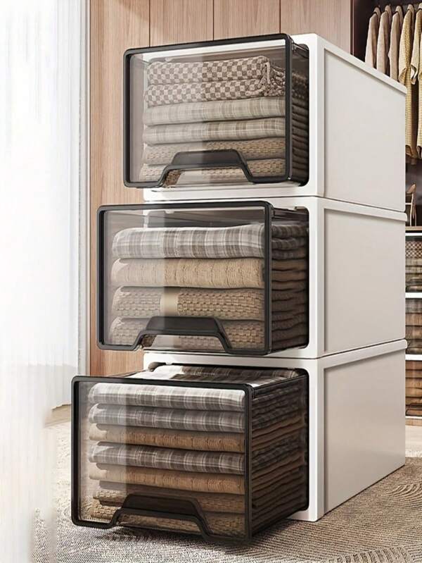 Stackable Drawer Organizer Boxes - Ideal Storage Solution For Clothes, Files And Home Essentials, Suitable For Closets And Desktops, Wardrobe Storage And Organization, Foldable Storage Cabinet, Storage Drawers, Large Storage Bins, Stackable Storage Drawers, Closet Organization, Home Organization, Modular Storage, Stackable Design, Durable Plastic, Easy To Clean, Multi-Purpose Organizer, Storage Baskets, For Tidy Enthusiasts, Busy Professionals, Trunk