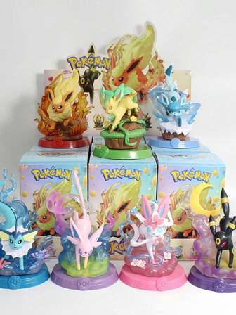 pokemon Pokémon, 9pcs, New Style, Pokémon Style Series Pokémon Toys Creative Mysterious Blind Box, Home Furnishings, Car Decoration, Exquisite Blind Box Gift Model For Friends, Nine-Tailed Fox Eevee Dream Ball Pokémon Espeon Umbreon Leafeon Glaceon Sylveen Cartoon Anime Character Model Doll Series Decorative Gift Box Pokémon Birthday Gift Christmas Valentine's Day Gift