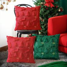 1 buc. Decorațiune de Crăciun, brad de Crăciun, blană artificială moale, față de pernă de pluș, potrivită pentru canapea în dormitor, sufragerie, inserția de pernă nu este inclusă