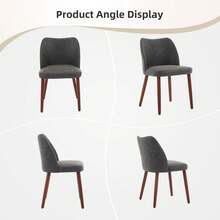 strundghti Modern Dining Chair Set Of 2, Linen Upholstered Kitchen Chair With Sold Wood Legs, Wing Backrest, Wooden Dinner Table, Accent Chair For Dining Room, Living Room - Dark Gray PU - 查看 5