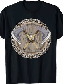 Nordic Warrior Norse Sheild Axe Valhalla Valkyrie Viking T-Shirt - Gaya 24 - View 1
