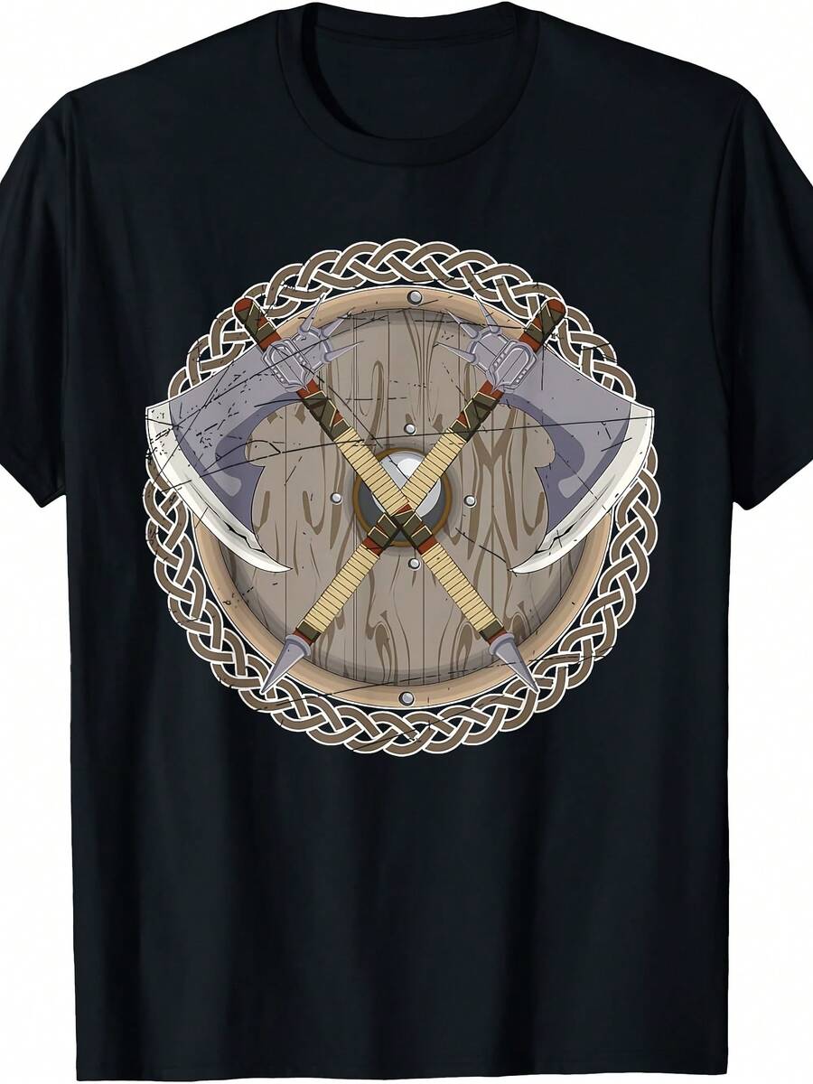 Nordic Warrior Norse Sheild Axe Valhalla Valkyrie Viking T-Shirt - Gaya 24 - View 1