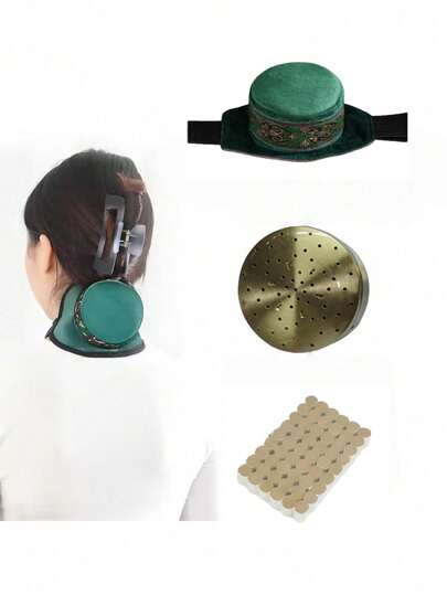 1 套家用便携式艾灸盒，带布套和铜盒，包含 54 根空心艾条