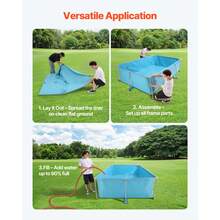 Frame Pool, Above-Ground Pool, 3000x2000x762 Mm, Steel Frame Swimming Pool, Rectangular Steel Frame Pool, Frame Pool For Garden, Garden Pool With 3960 L Water Capacity, For 4-5 People, Blue - 藍色 - 查看 6
