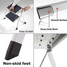 Huini Step Ladder Small Folding 2 Step Stool With Wide & Anti-Slip Pedals ,Portable Two Step Stools For Household, Kitchen, Office, Up To 330lb Weight Capacity - Black and White - View 4