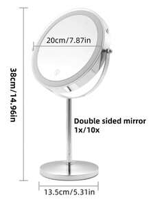【LED 化妝鏡】8 英吋雙面鏡 - 壁掛式 LED 燈化妝鏡，1x/10x 放大倍率，360 度旋轉，輕觸螢幕 - 適用於浴室、臥室、客廳 - 多色(多款) - 查看 14