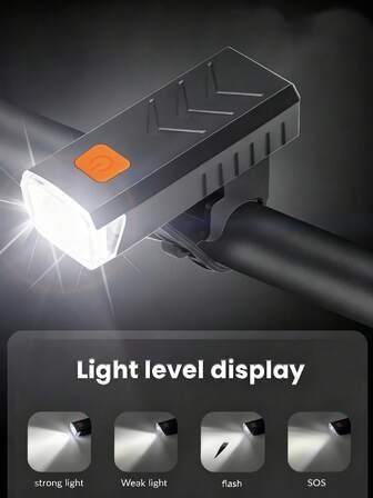 USB Rechargeable Bicycle Front Light, LED Outdoor Cycling Headlight, Powerful Bike Light For Mountain/Road Bike, Portable Floodlight & Spotlight Combo