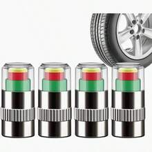 4 Pcs Car Monitoring Valve Cap Tires Pressure Indicator Tire Gauge Indicators Alert Sensor External Detection, Tire Pressure Warning Caps, Tire Pressure Monitoring Caps, Suitable For Bicycles And Automobiles For Tire Pressure Monitoring, Motorcycle Car Tire Pressure Monitor Valve Cap Sensor Indicator Eye Alert Auto Tire Pressure Inspection Tool Tire Valve - 彩色 - 查看 7