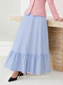Ladies' Elegant Temperament Half Skirt - Blue - View 3