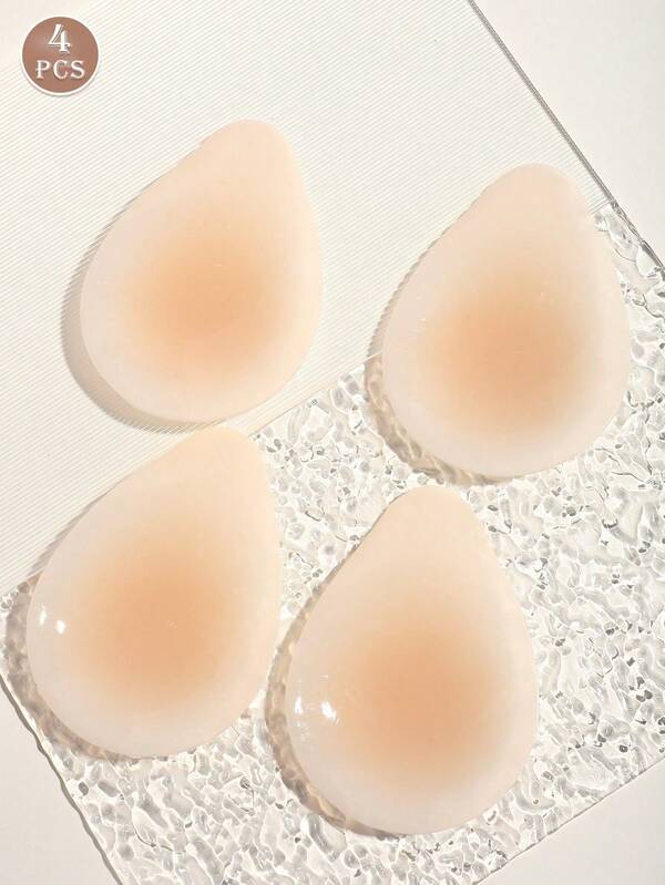 2/4pcs Ultra-Thin Teardrop Solid Silicone Nipple Covers, Lightweight & Pressure-Free Breast Petals For Women