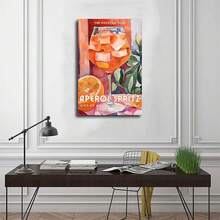 1pc Vintage Aperol Spritz Cocktail Poster - Modern Canvas Wall Art Bar Cart Decor For Bedroom, Living Room, Home Office, Kitchen, Dorm, Or Dining Area, Living Room Artwork | Artistic Food Poster | Vibrant Illustration, Wall Decor No Frame