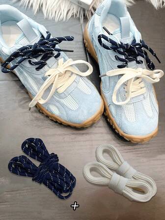 2 Juegos de Cordones de Encaje Bicolor de Moda de París: Cordones de Repuesto Bicolor, Cordones Clásicos Versátiles Aptos para Cualquier Zapato de Patinaje, Zapatos de Lona, Zapatillas Casuales, para Crear un Estilo Deportivo Único