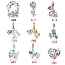 1pc Silver-Plated Adorable Pet Dog & Cat Charm Bead Pendant Suitable For European Brand Original Snake Chain Bracelets & Necklaces DIY Jewellery Making Women's Everyday Wear Christmas Gift