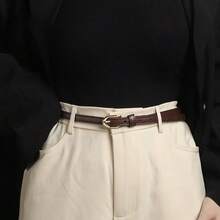 New Chic Korean Style Women's Belt Strong Durable Denim Decorative Skirt Accessory  Plain    Casual    PU Leather    Buckle - 黑色 - 查看 3