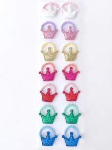 14pcs Cute Glitter Heart, Star, Crown Hair Ties, Elastic Hair Bands, Hair Accessories