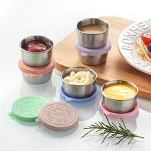 Small Leakproof 3/6x1.6oz Reusable Stainless Steel Salad Dressing Containers With Lids - For Lunch Boxes, Sauce Containers, Picnics, Travel Meal Prep And Kitchen Storage - Multicolor - View 3