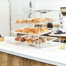 Pastry Display Case, 3-Tier Commercial Countertop Bakery Display Case, Acrylic Display Box With Rear Door Access & Removable Shelves, Keep Fresh For Donut Bagels Cake Cookie - 無色 - 查看 9