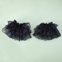 1 Pair Lolita Accessories Short Lace Arm Sleeves, Floral Lace Cuffs, Soft Girl Fashion Accessories, Vintage Elegant Floral Lace Double-Layer Ruffle Sleeves For Cosplay, Performance, Dance, Cover Scars, Wrist Cuffs, Gothic Lolita Gloves, Elegant Ladies Fingerless Lace Gloves, Costume Party Wedding Vintage Accessories, Fashionable Lace Arm Cuffs With Ruffle Details