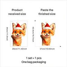 Pegatinas de pared con zorro asomándose con gorro de Papá Noel - Autoadhesivas y removibles, decoración de pared con estampado de animal de plástico para sala de estar, dormitorio, escuela - Fácil de aplicar, perfecta para decoración navideña y del Día de Acción de Gracias, decoración de ventanas, diseño alegre, fácil aplicación, decoraciones navideñas