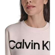 Calvin Klein Women's Performance Flocked Logo Pull-On Sweatshirt | - 粉色 - 查看 2