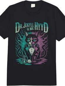 Split Personality Cat Dr Jekyll And Mr Hyde Halloween  Adult Heavyweight T-Shirt - Gaya 30 - View 1