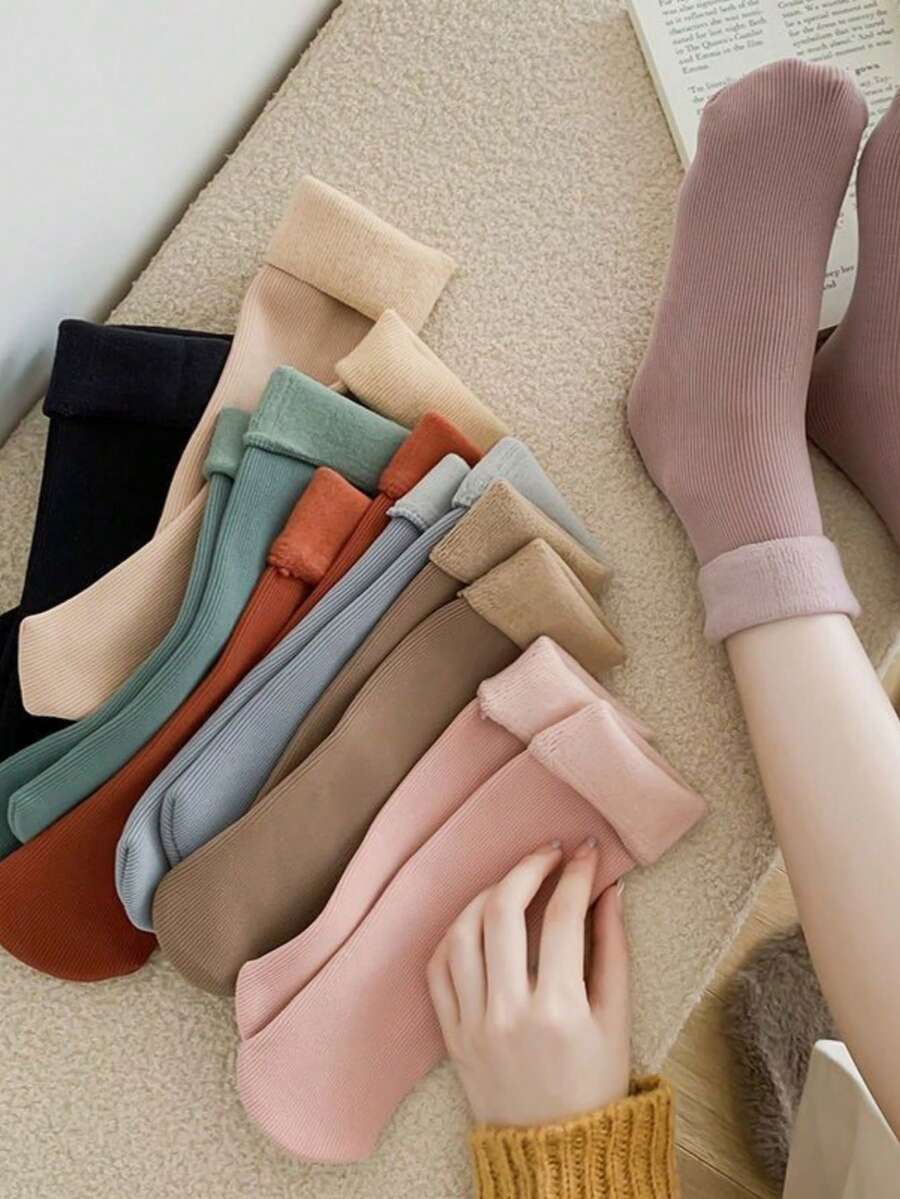 Kit 2 4 Pairs Of Thick Flexible Thermal Socks For Women Winter 35-40 - Nhiều màu - Xem 1