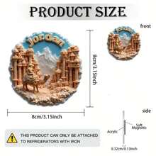 Moroccan Fridge Magnets - Marrakech City Landscape With Jemaa El-Fnaa Square And Bahia Palace - Beige, Gold, Brown Travel Decor - Refrigerator, Table, Door Decoration - Compatible With Other Magnets - Moroccan Architecture Model - Ideal Gift For Morocco Lovers, Valentine's Day, Anniversary, Christmas - Marrakech Souvenir - Kitchen And Dining Room Decor - Compatible With Boards And Refrigerators, 2D Flat - Multicolor - View 8