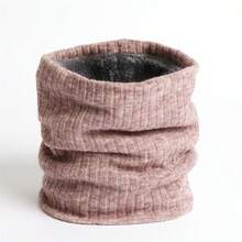 1pc Solid Color New Thickened Fleece Neck Warmer, Knitted Elastic Thermal Neck Gaiter For Men & Women, Winter