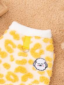 1 szt. kamizelka z nadrukiem w panterkę na jesień/zimę, ciepła kurtka dla psów i kotów, wygodna kamizelka z szelkami dla zwierząt, polarowy płaszcz dla zwierząt