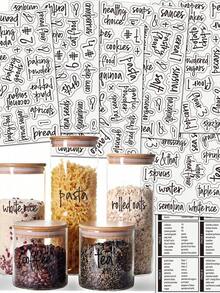 158pcs Kitchen Labels, Home Organization Series Labels, Spice Labels, Suitable For Container Organizing Stickers