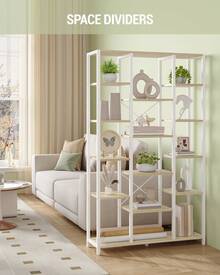 HaluPeit Bookshelf, Standing Shelf With 6 Levels And 15 Shelves, Adjustable Open Shelves, For Living Room, Office, Bedroom, 30 X 70 X 170 Cm, White Oak And White - 白色 - 查看 3