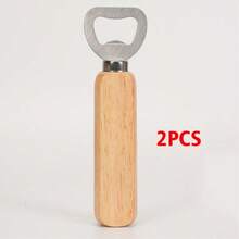 Customized Text/Logo Wooden Bottle Opener, Personalized Wedding Gift And Party Favor, Groomsman/Bridesmaid Gift, Father's Day Gift For Dad, Stainless Steel And Wood Kitchen Tool