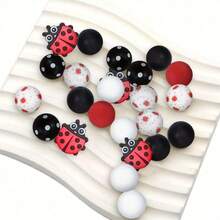 3/22pcs Ladybug Series Silicone Bead Set, Suitable For Jewelry Accessories DIY - Multicolor - View 2
