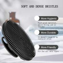 Soft Silicone Body Scrubber Shower Brush Handheld Cleansing Skin Brush, Gentle Exfoliating And Lather Well (Black/Pink) - màu đen - Xem 6