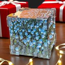 DIY Lámpara de Noche Creativa Cubo Tulipán - 12x12cm, Lámpara Tulipán con Espejo, Decoración Romántica de Mesa, Decoración de Boda, Salón, Dormitorio, Regalo para Novia, Familia, Fiesta de Amigos