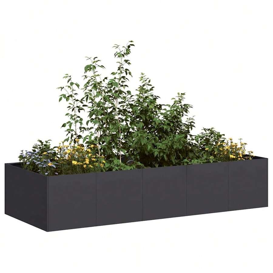 vidaXL Pflanzgefäß Schwarz 200 X 80 X 40 Cm Stahl - Schwarz - Übersicht 1