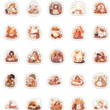 50pcs Autumn Leaf Doodle Stickers, Creative Stickers For Car, Phone, Cup, Stationery, Wholesale Scrapbook Supplies Scrapbook